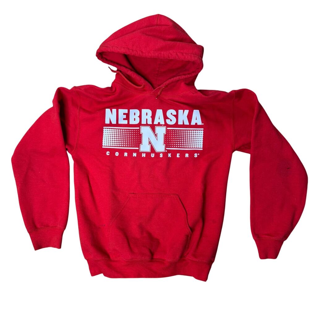 NEBRASKA CORNHUSKERS N HOODIE RED SMALL MEN JACKET PULL OVER COLLEGE WEAR